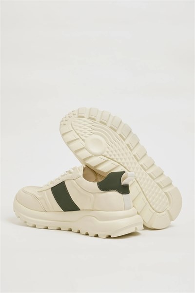 Milton Model İthal Taban Kombinasyonlu Deri Sneaker Ayakkabı - BEYAZ