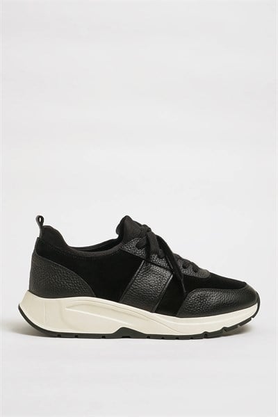 Morran Model Hakiki Kombinasyonlu Deri Sneaker Ayakkabı - SİYAH