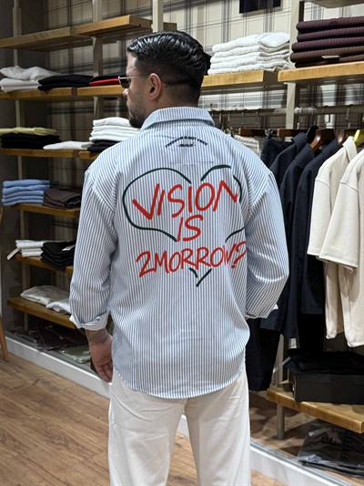 New Vision Çizgili Oversize Gömlek