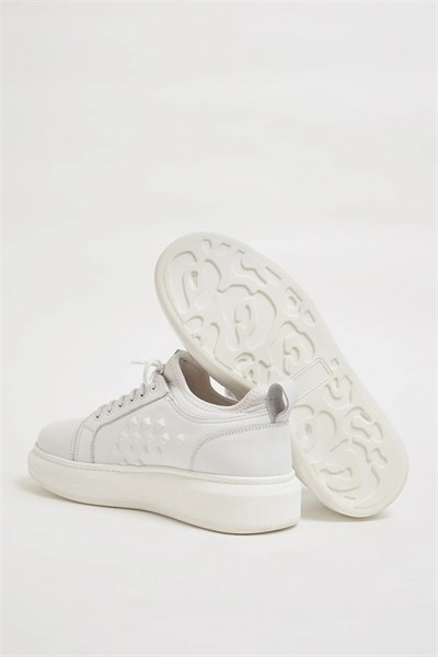 Nikolas Model İthal Taban Hakiki Deri Sneaker Ayakkabı - BEYAZ