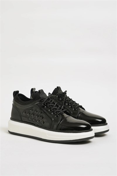 Nikolas Model İthal Taban Hakiki Deri Sneaker Ayakkabı - SİYAH