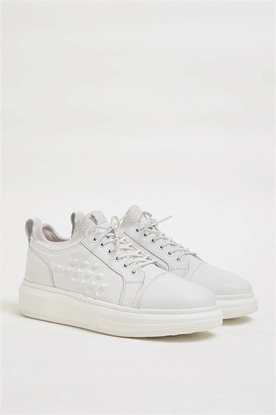 Nikolas Model İthal Taban Hakiki Deri Sneaker Ayakkabı - BEYAZ