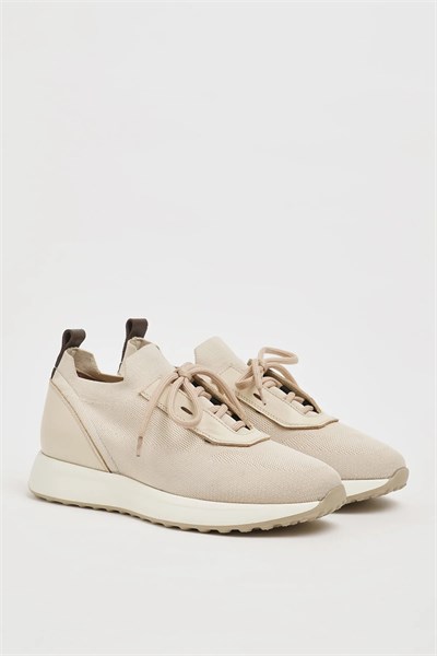 Omega Model Örme Triko Kumaş Eva Taban Sneaker Ayakkabı - BEJ