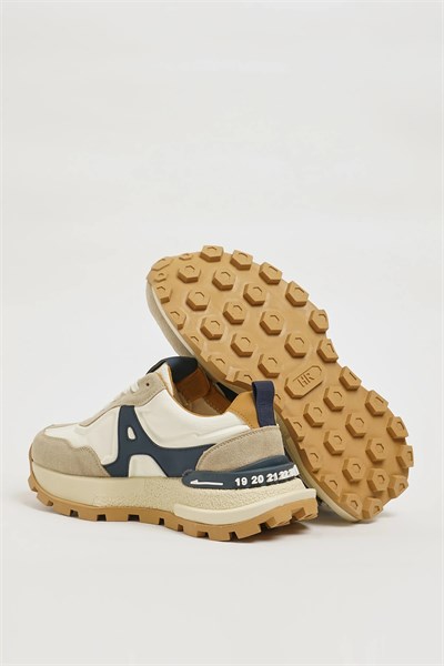 Oswin Model İthal Taban Kombinasyonlu Deri Sneaker Ayakkabı - BEYAZ