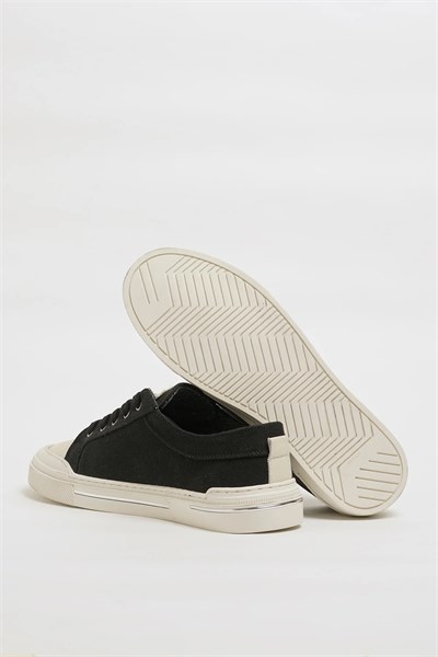 Ozzy Model Keten Kumaş Eva Taban Sneaker Ayakkabı - SİYAH