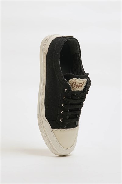 Ozzy Model Keten Kumaş Eva Taban Sneaker Ayakkabı - SİYAH