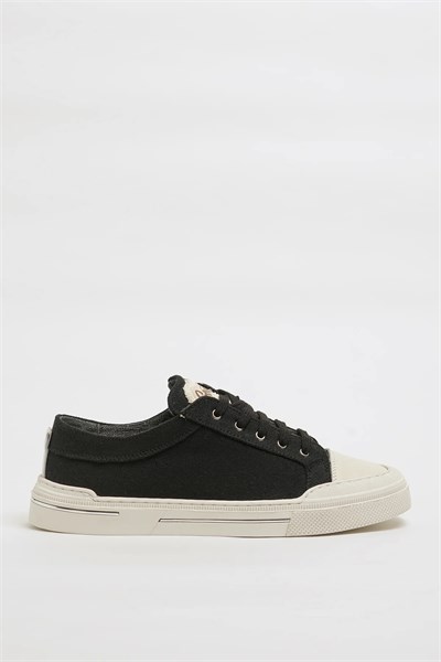 Ozzy Model Keten Kumaş Eva Taban Sneaker Ayakkabı - SİYAH