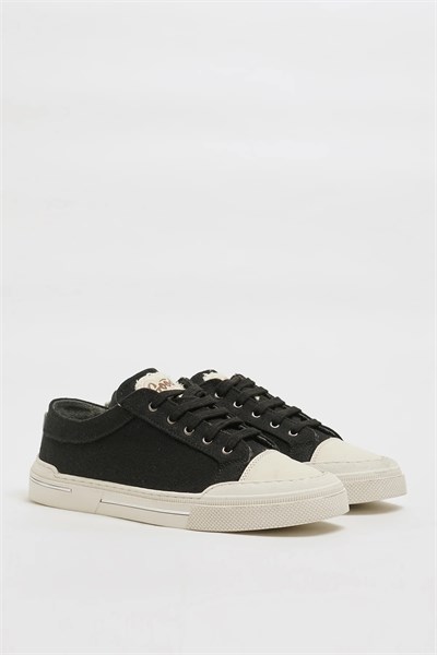 Ozzy Model Keten Kumaş Eva Taban Sneaker Ayakkabı - SİYAH
