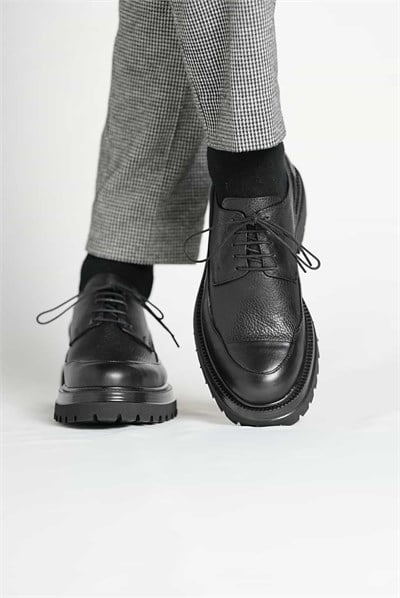 Pierre Model Hakiki Natural Deri Eva Taban Casual Ayakkabı - SİYAH