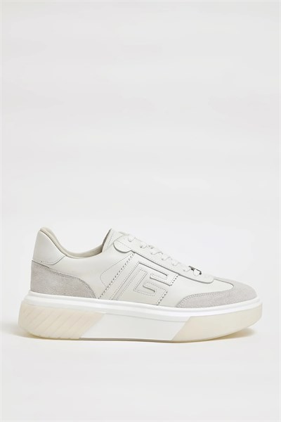 Potley Model Hakiki Kombinasyonlu Deri İthal Taban Sneaker Ayakkabı - BEYAZ