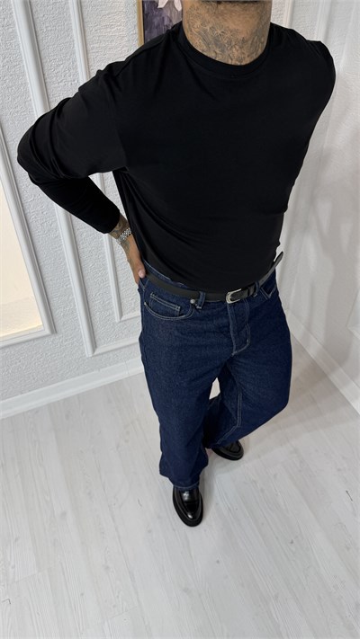 Premium Basic Siyah Bisiklet Yaka Sweatshirt
