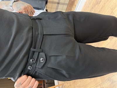 Premium Siyah Çift Pileli Kumaş Pantolon