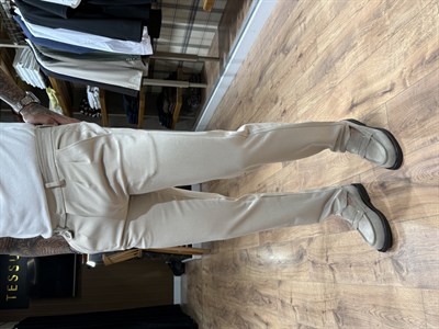 Premium Taş Rengi Çift Pileli Kumaş Pantolon