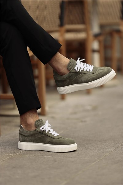 Ramus Model Kombinasyonlu Deri Eva Taban Sneaker Ayakkabı - HAKİ