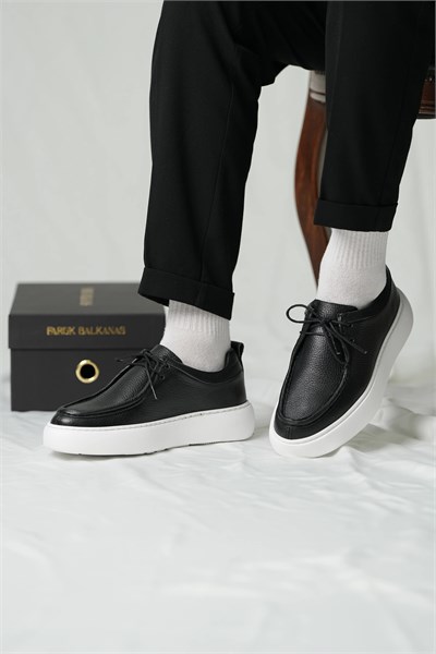 Respect Model Hakiki Floater Deri Eva Taban Casual Ayakkabı - SİYAH