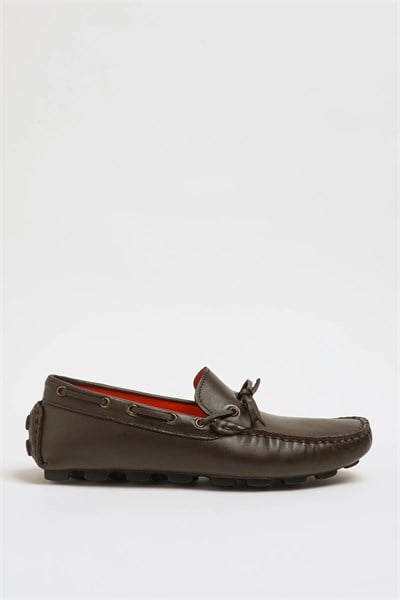 Rock Model Kauçuk Taban Natural Deri Loafer Ayakkabı - KAHVERENGİ