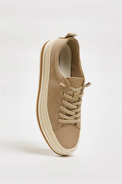 Sammy Model Hakiki Örme Triko Hasır İthal Taban Sneaker Ayakkabı - BEJ