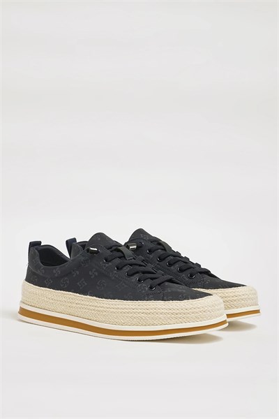 Sammy Model Hakiki Örme Triko Hasır İthal Taban Sneaker Ayakkabı - LACİVERT
