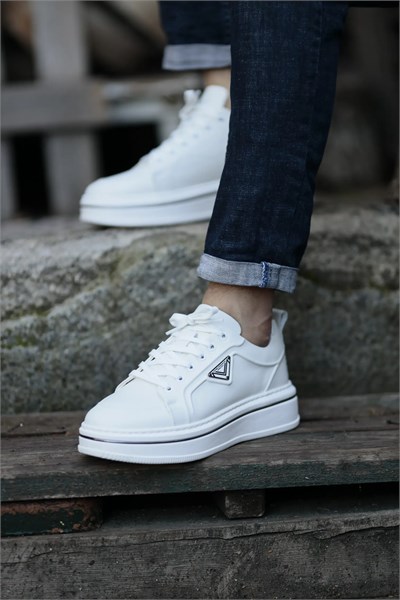 Samuel Model İthal Taban Hakiki Deri Sneaker Ayakkabı - BEYAZ