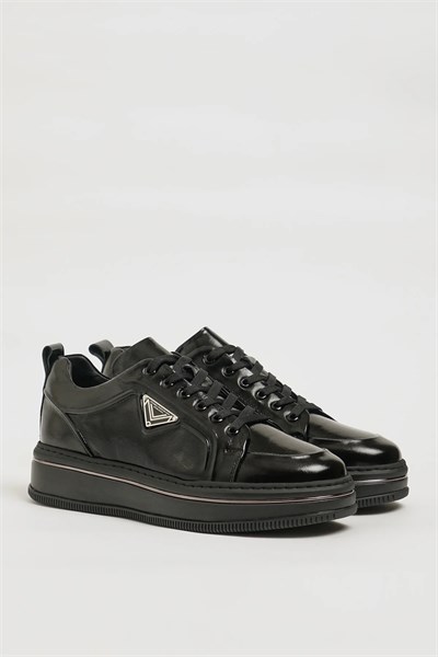 Samuel Model İthal Taban Hakiki Deri Sneaker Ayakkabı - SİYAH
