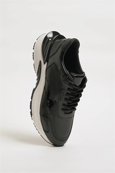 Sandigo Model İthal Taban Natural Deri Sneaker Ayakkabı - SİYAH