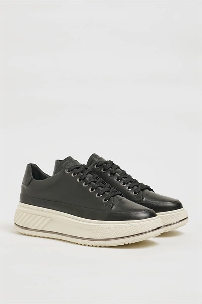 Sebastian Model İthal Taban Hakiki Deri Sneaker Ayakkabı - SİYAH