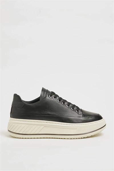 Sebastian Model İthal Taban Hakiki Deri Sneaker Ayakkabı - SİYAH