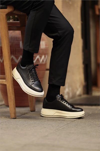 Sebastian Model İthal Taban Hakiki Deri Sneaker Ayakkabı - SİYAH