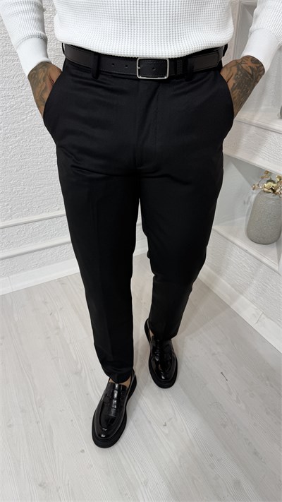 Siyah Slim Fit Klasik Kumaş Pantolon