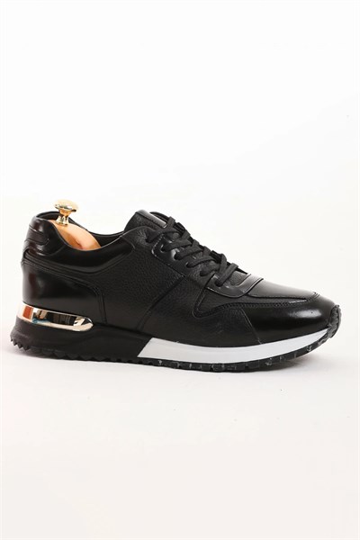 Stendhal Model Hakiki Kombinasyonlu Deri İthal Taban Sneaker Ayakkabı - SİYAH