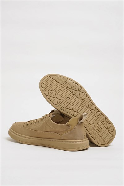 Tom Model Hakiki Örme Kumaş İthal Taban Sneaker Ayakkabı - BEJ