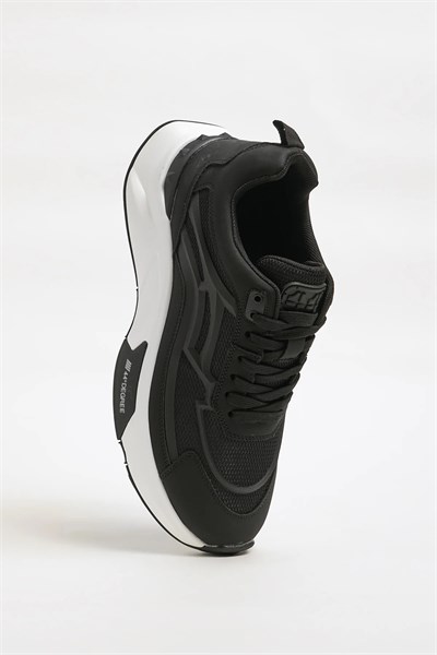 Tomas Model Kombinasyonlu Deri İthal Taban Sneaker Ayakkabı - SİYAH