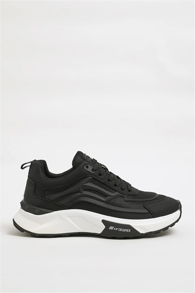 Tomas Model Kombinasyonlu Deri İthal Taban Sneaker Ayakkabı - SİYAH