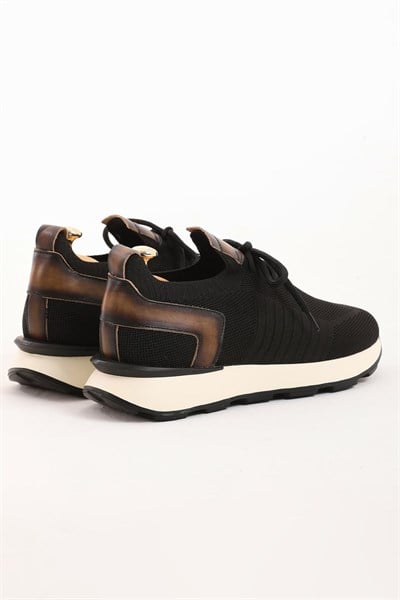 Twain Model Hakiki Örme Triko Silikon Taban Sneaker Ayakkabı - SİYAH