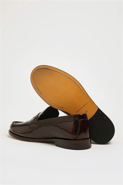 Tyson Model Hakiki Açma Deri Kösele Taban Loafer Ayakkabı - BORDO