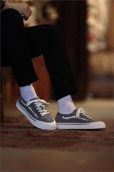 Vince Model Hakiki Kombinasyonlu Deri İthal Taban Sneaker Ayakkabı - GRİ