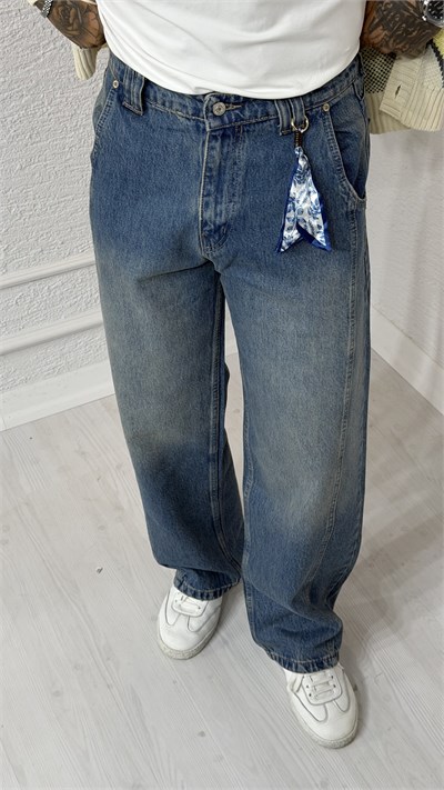Vintage Yıkamalı Baggy Fit Yüksek Bel Jean Pantolon