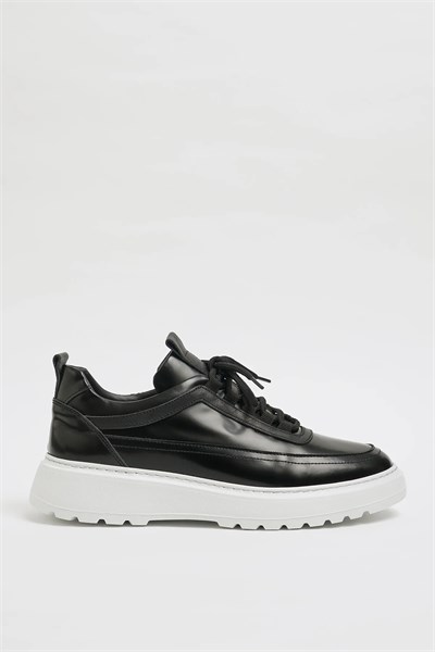 Zodiac Model Hakiki Natural Deri Eva Taban Sneaker Ayakkabı - SİYAH AÇMA