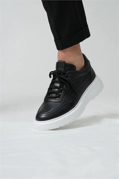 Zodiac Model Hakiki Natural Deri Eva Taban Sneaker Ayakkabı - SİYAH AÇMA