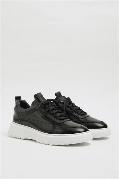 Zodiac Model Hakiki Natural Deri Eva Taban Sneaker Ayakkabı - SİYAH AÇMA