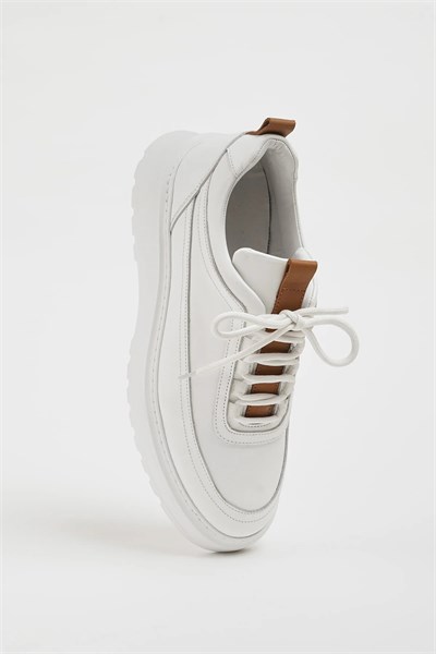 Zodiac Model Hakiki Natural Deri Eva Taban Sneaker Ayakkabı - BEYAZ