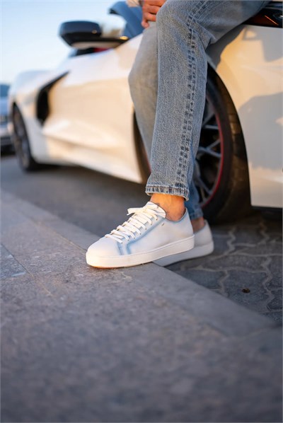 Zuma V2 Model Hakiki Natural Deri Eva Taban Sneaker Ayakkabı - BEYAZ