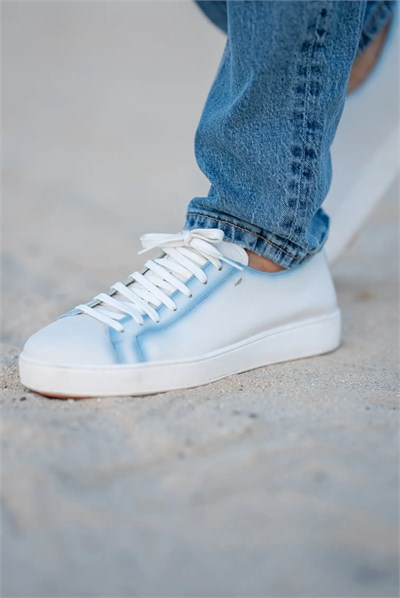Zuma V2 Model Hakiki Natural Deri Eva Taban Sneaker Ayakkabı - BEYAZ