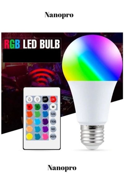 VİPAY Uzaktan Kumandalı Renk Değiştiren Ampul Rgb 9w Beyaz Dahil 16 Renkli