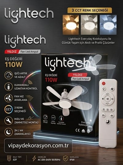 Lightech 110W Yıldız Fanlı Led Ampul - 6 Kanatlı