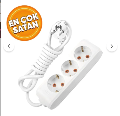 Viko 3 Lü Topraklı Uzatma Kablosu Grup Priz 3 Metre