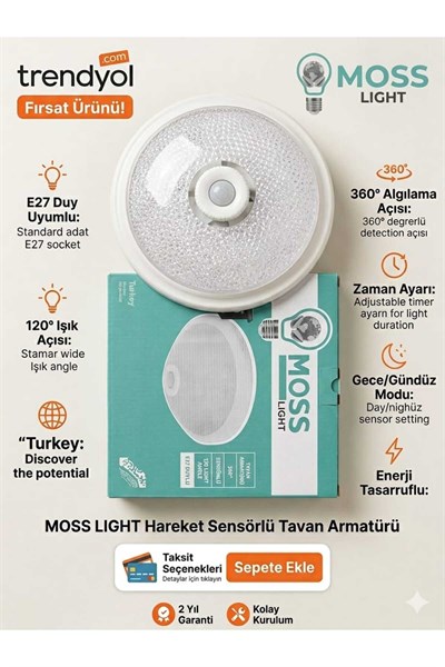 VİP AYDINLATMA / SENSÖRLÜ TAVAN ARMATÜRÜ E27 PLASTİK KASA