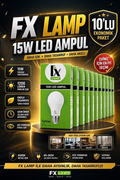 VİPAY/ Fx Lamp 15W E27 Led Ampul - 10'lu Paket