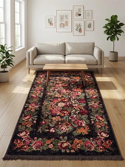 Angel Home Dijital Baskılı Deri Taban Kaymaz Halı - Makinede Yıkanabilir Hafif Modern Kilim Mira Serisi - 3