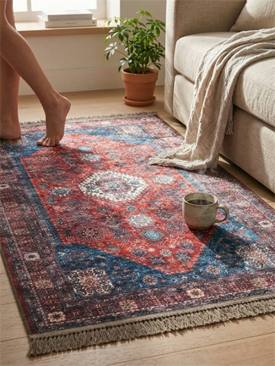 Angel Home Dijital Baskılı Deri Taban Kaymaz Halı - Makinede Yıkanabilir Hafif Modern Kilim Mira Serisi -2
